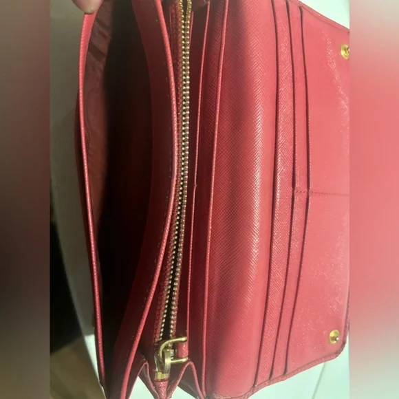 Prada Saffiano Fiocco Pink Bow Wallet - Picture 7 of 9